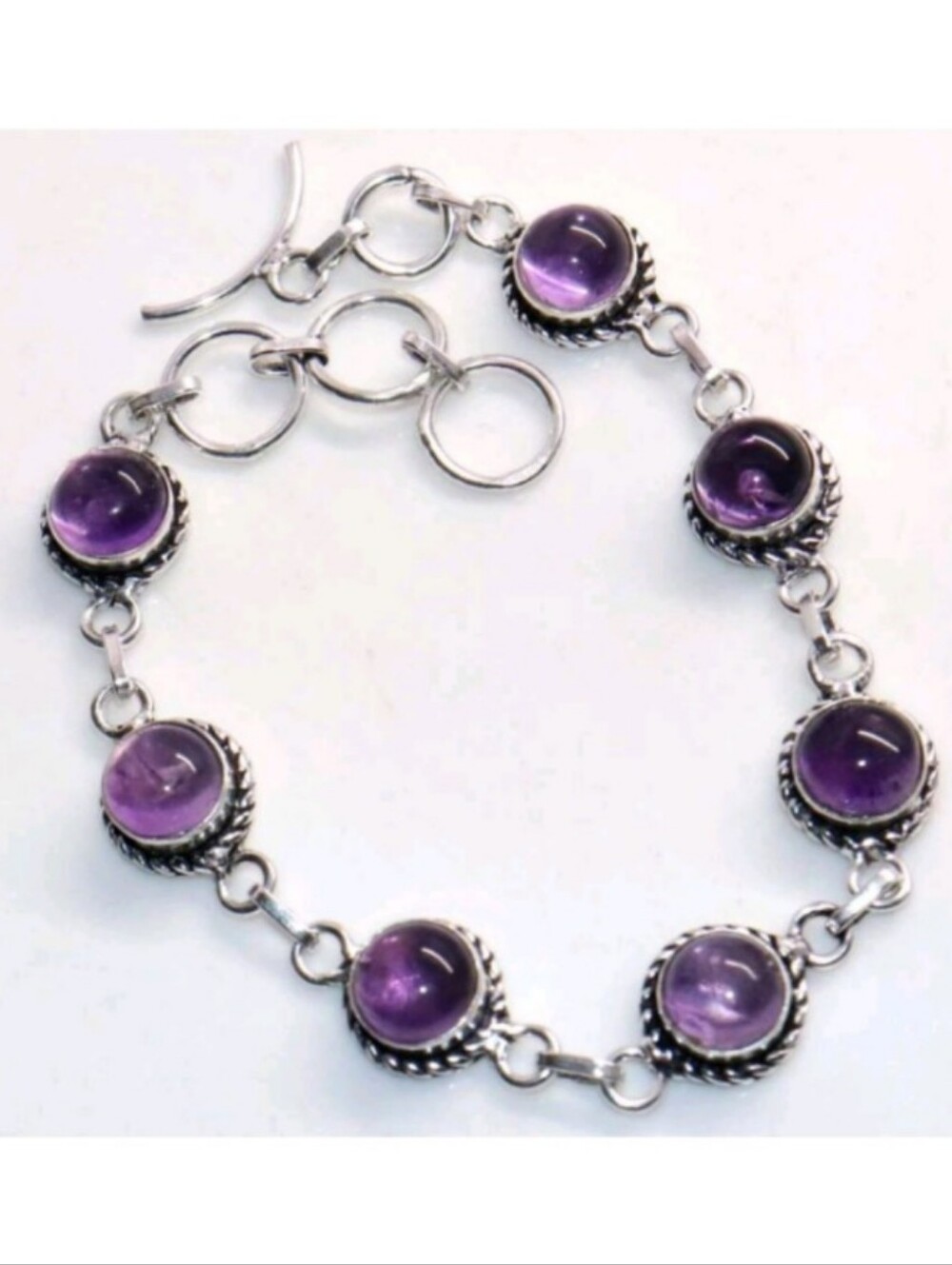 Amethyst Gemstone Jewelry 925 Sterling Silver Handmade Bracelet